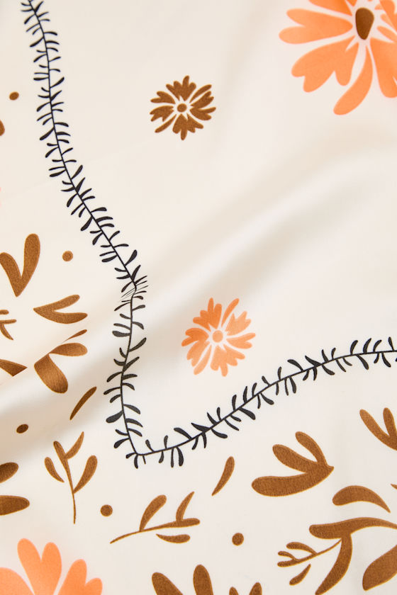 Blossom Yellow Floral Satin Scarf - thumbnail 4