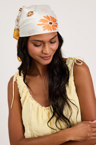 Blossom Yellow Floral Satin Scarf Scarf 1