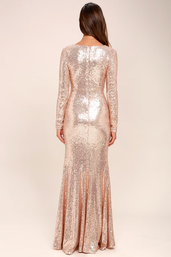 rose gold sequin maxi