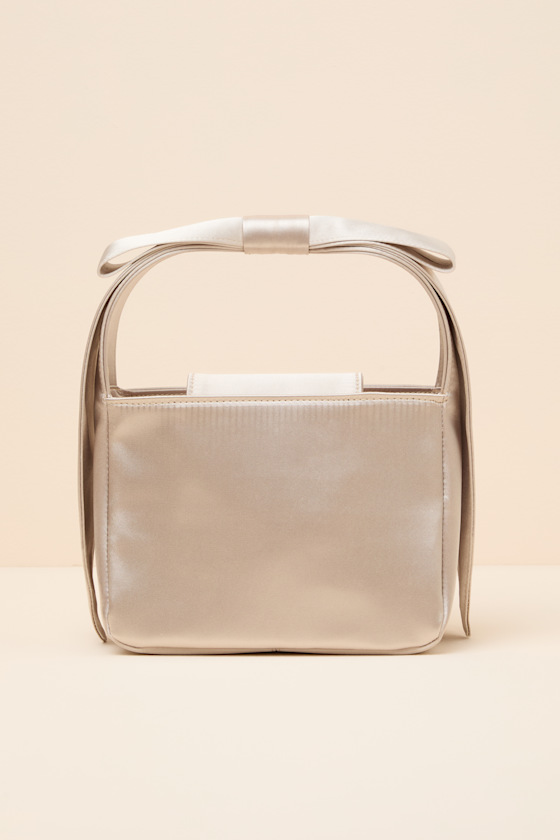 Britney Champagne Satin Bow Handbag 2