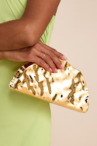 Stena Gold Textured Hard Case Clutch 1
