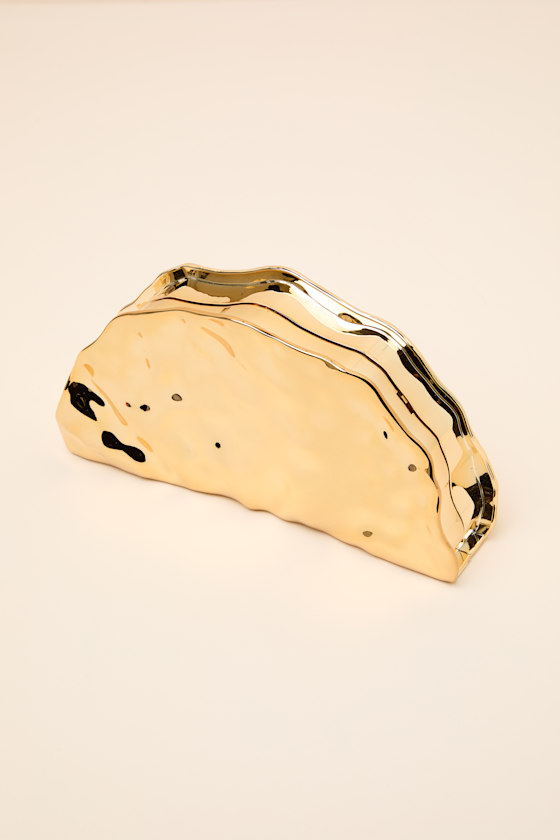Stena Gold Textured Hard Case Clutch 2