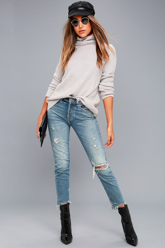 Sweet Salutation Grey Turtleneck Sweater 3