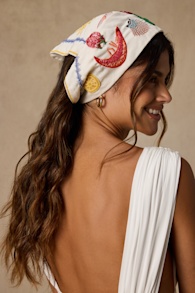 Hampton Drive White Multi Beaded Head Scarf 1