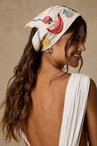 Hampton Drive White Multi Beaded Head Scarf 1