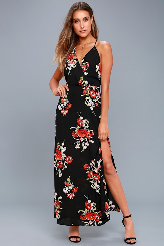 Garden Court Black Floral Print Maxi Dress 1