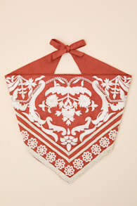 Kadina Burnt Orange Beaded Embroidered Head Scarf 1