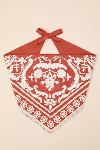 Kadina Burnt Orange Beaded Embroidered Head Scarf 1