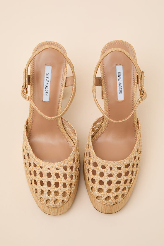 Lexie Natural Raffia Ankle Strap Platform Heels 2