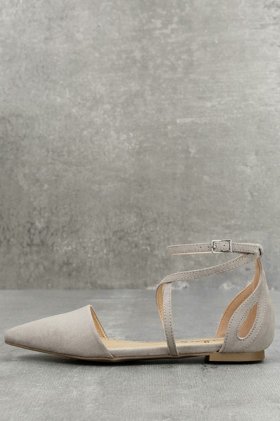 Rayna Grey Suede Pointed Flats