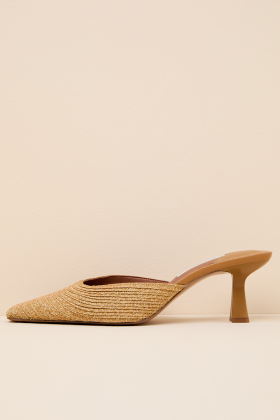 Alyse Natural Raffia Pointed-Toe Mule Pumps - thumbnail 3
