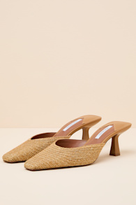 Alyse Natural Raffia Pointed-Toe Mule Pumps 5