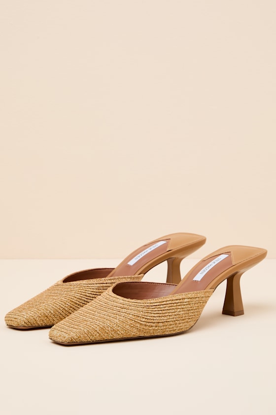 Alyse Natural Raffia Pointed-Toe Mule Pumps 5