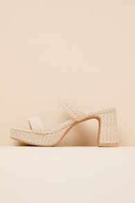 Echo Natural Raffia Platform High Heel Slide Sandals 1