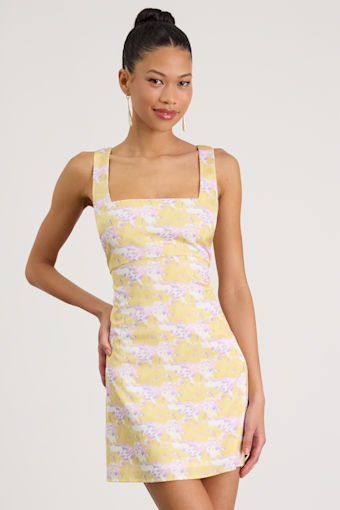 Truly the Cutest White Multi Satin Square Neck Mini Dress 1