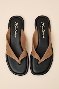 Mirage Taupe Suede Leather Thong Sandals 1