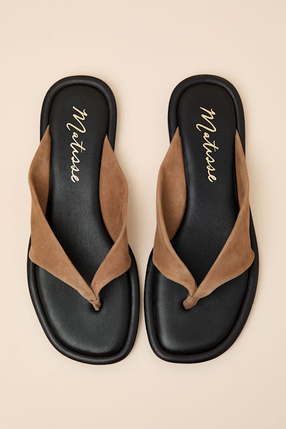 Mirage Taupe Suede Leather Thong Sandals 1