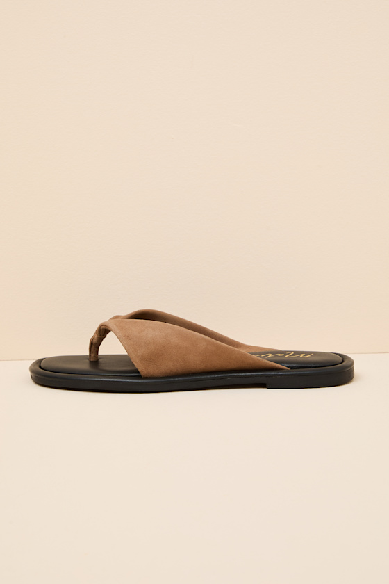 Mirage Taupe Suede Leather Thong Sandals - thumbnail 5