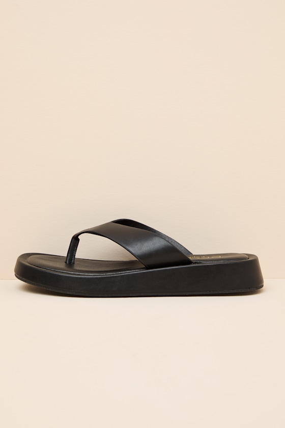 Mallorca Black Platform Thong Sandals - thumbnail 2