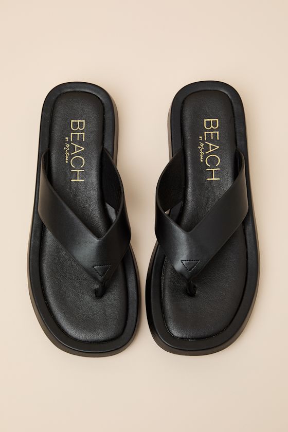 Mallorca Black Platform Thong Sandals - thumbnail 4