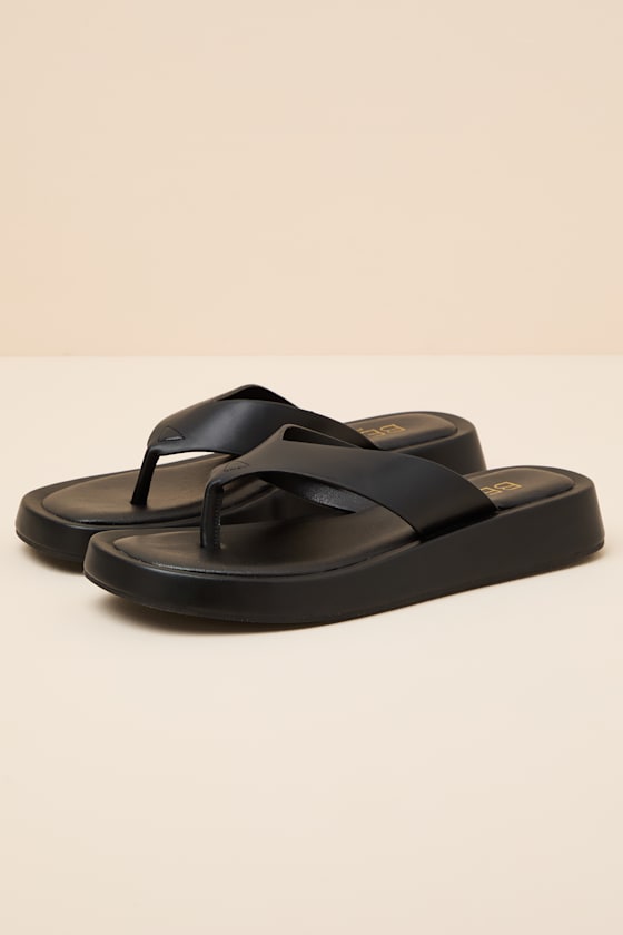Mallorca Black Platform Thong Sandals - thumbnail 5