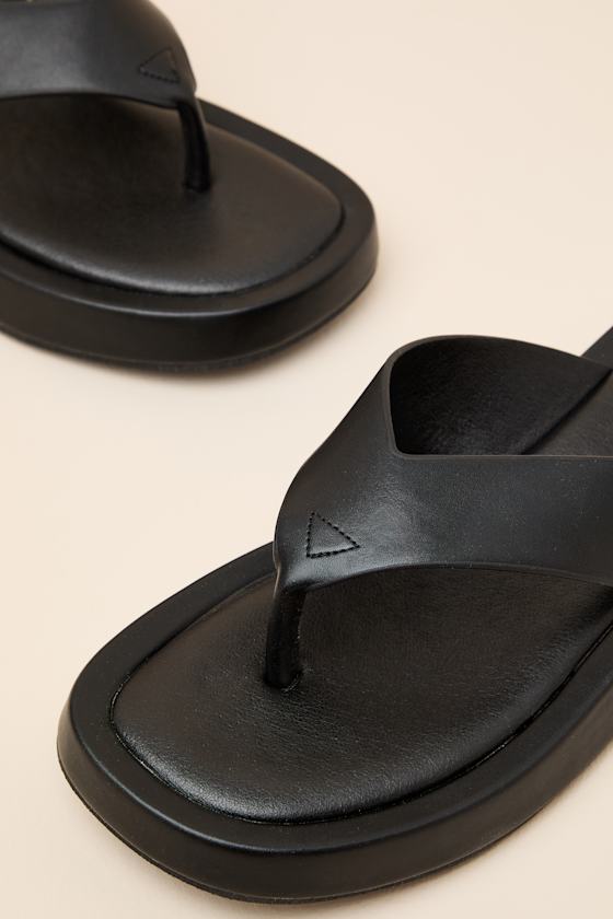 Mallorca Black Platform Thong Sandals 7