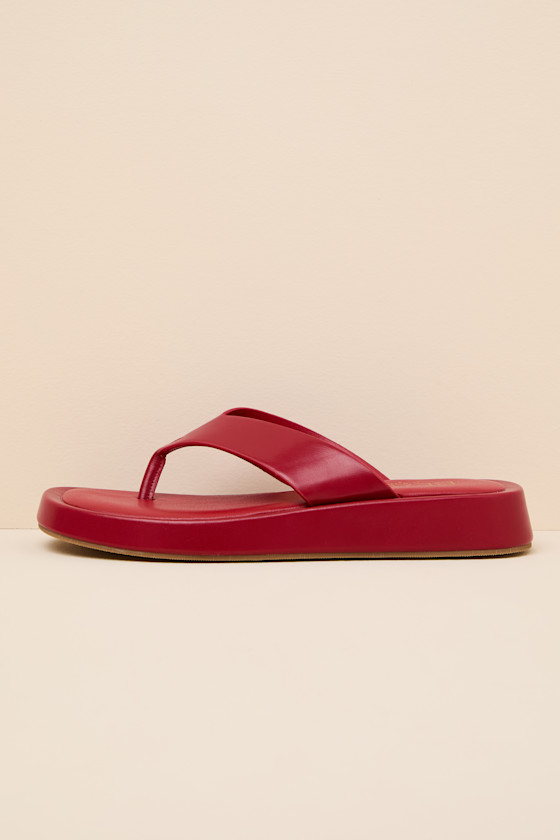 Mallorca Red Platform Thong Sandals - thumbnail 4