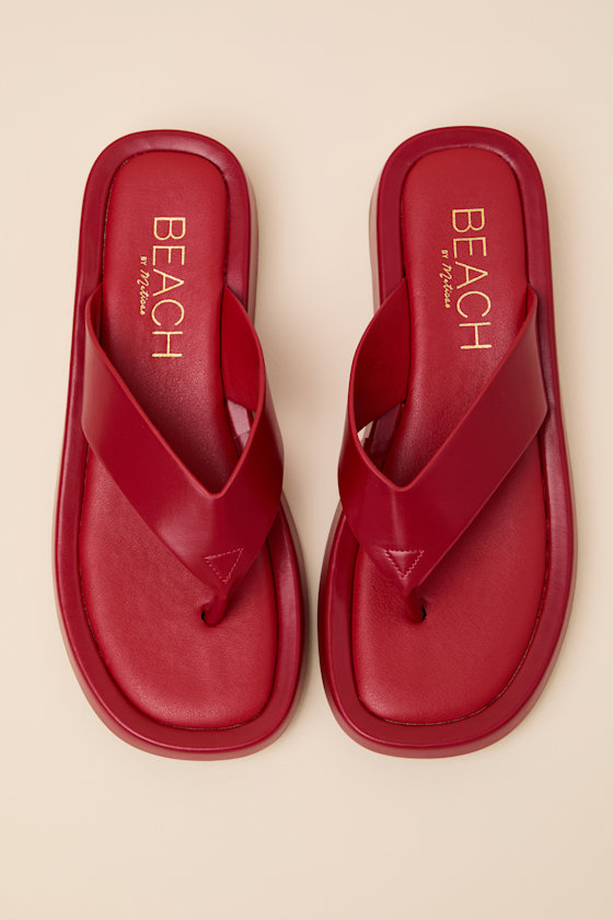 Mallorca Red Platform Thong Sandals 4