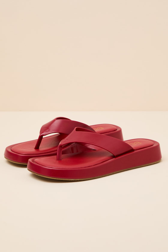 Mallorca Red Platform Thong Sandals - thumbnail 6