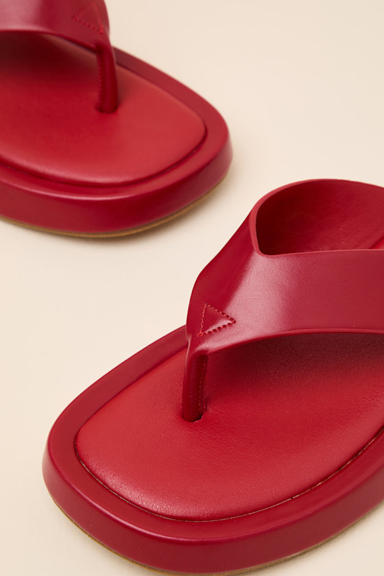 Mallorca Red Platform Thong Sandals - thumbnail 5