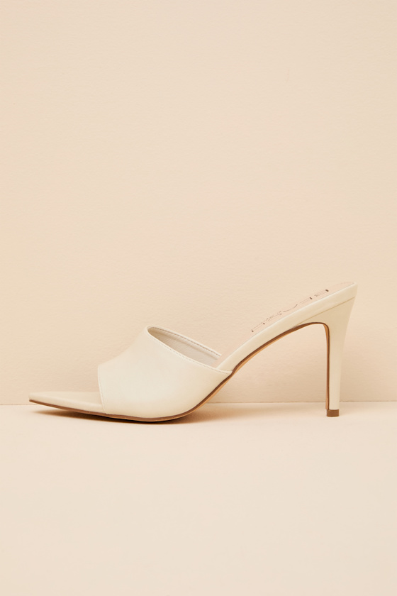 Jupiter Ivory Pointed-Toe High Heel Slide Sandals 1