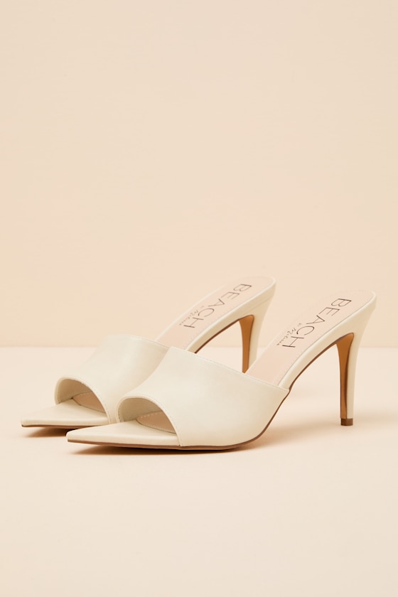Jupiter Ivory Pointed-Toe High Heel Slide Sandals - thumbnail 4