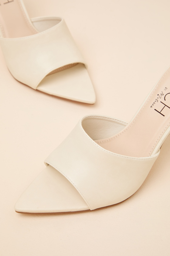 Jupiter Ivory Pointed-Toe High Heel Slide Sandals - thumbnail 6