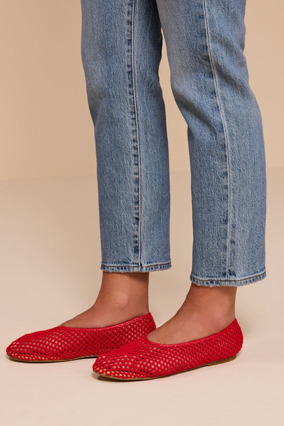 Marta Red Woven Ballet Flats - thumbnail 2