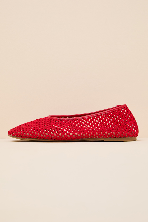 Marta Red Woven Ballet Flats - thumbnail 3