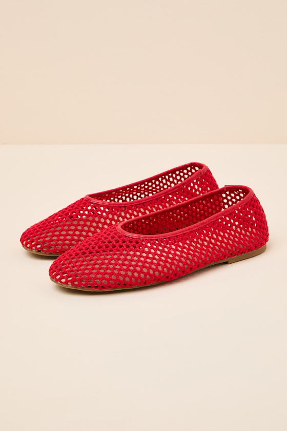 Marta Red Woven Ballet Flats - thumbnail 5