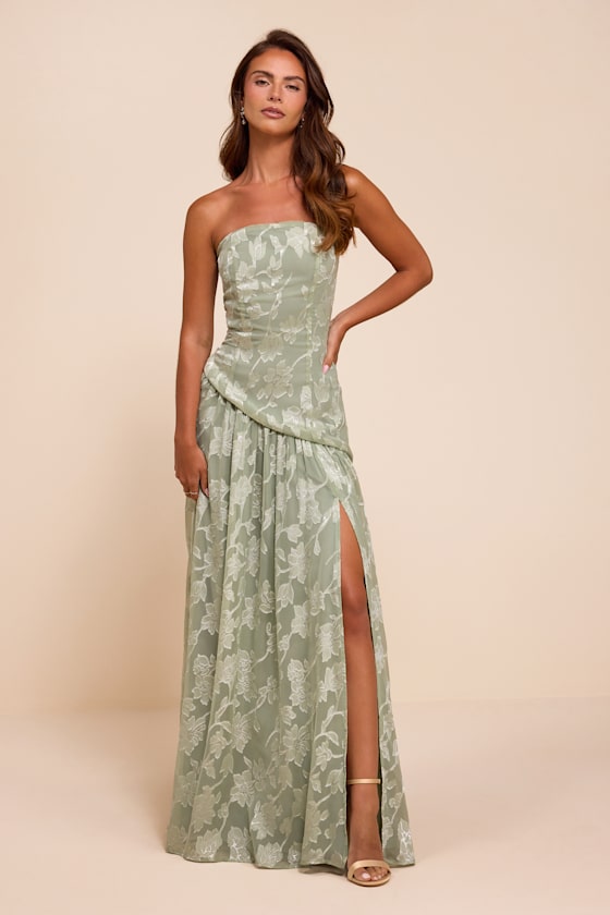 Allison Sage Floral Burnout Drop Waist Maxi Dress 1
