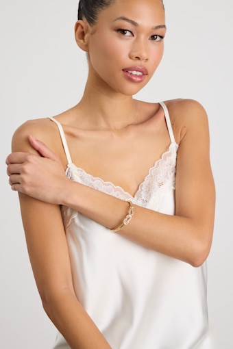 Trevena Gold Rhinestone Knotted Bangle Bracelet 1