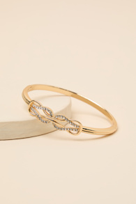 Trevena Gold Rhinestone Knotted Bangle Bracelet 2