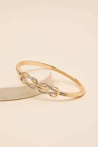 Trevena Gold Rhinestone Knotted Bangle Bracelet 2