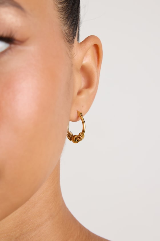 Abney Gold Charm Hoop Earrings 1