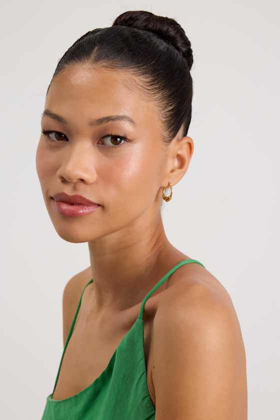 Abney Gold Charm Hoop Earrings - thumbnail 3