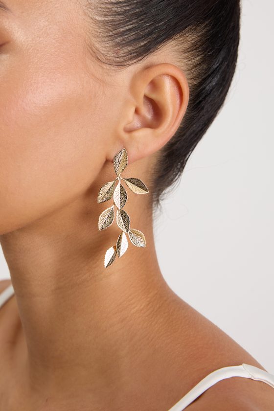 Pada Gold Leaf Drop Earrings 1
