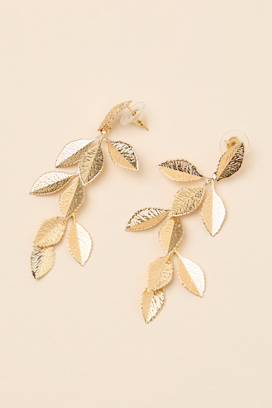 Pada Gold Leaf Drop Earrings 2