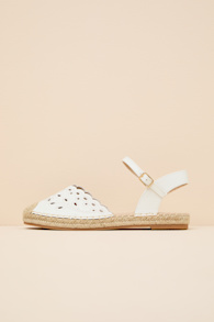 Meeka White Ankle Strap Flatform Espadrilles 1