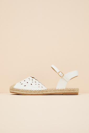 Meeka White Ankle Strap Flatform Espadrilles 1