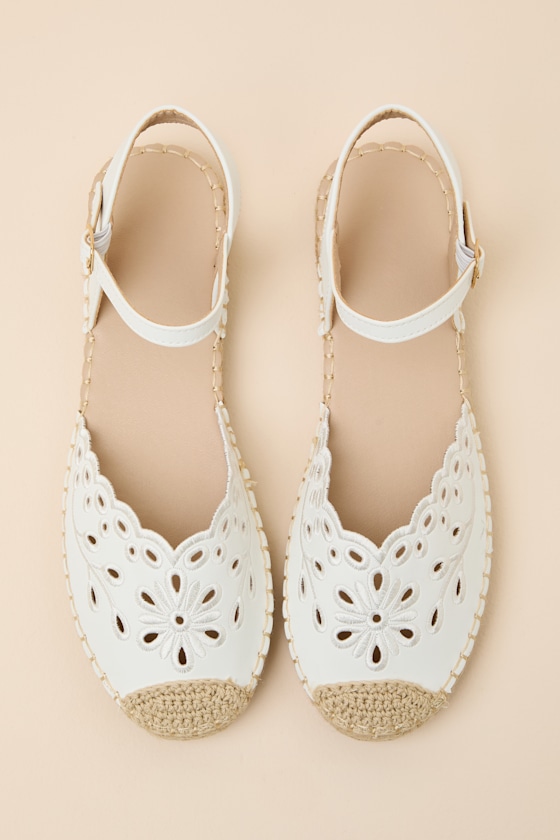 Meeka White Ankle Strap Flatform Espadrilles 2