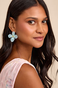 Riona Light Blue Flower Earrings 1