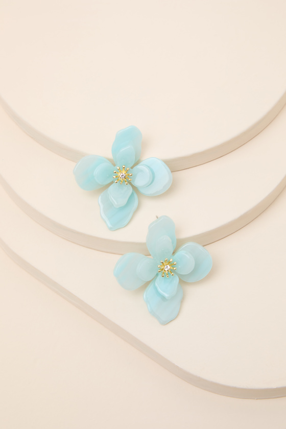 Riona Light Blue Flower Earrings 2