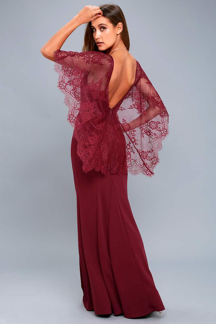 lulus burgundy lace maxi dress Beaded Off Shoulder Ball Gown by Elizabeth K GL3791 – ABC Fashion main image 1